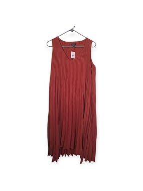 Women's NWT J.Jill Woven Sunburst pleated dress in pottery, size petite medium